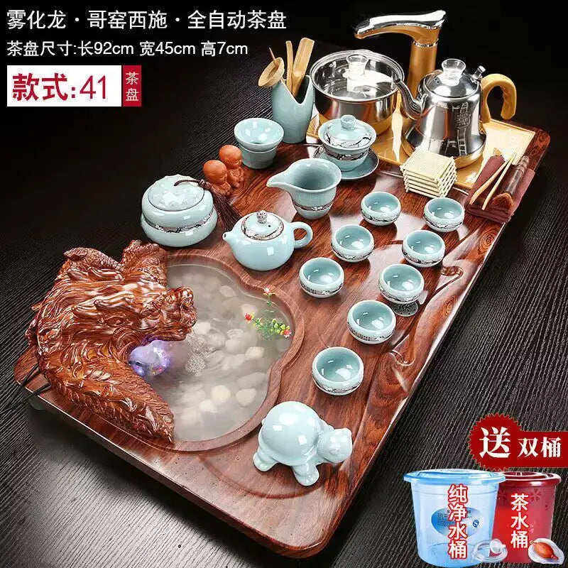 Luxury Rectangle Tea Tray Hospitality Ceremony Serving Accessories Drainage Tea Tray Chinese Kung Fu Bandejas Home Decorationgs