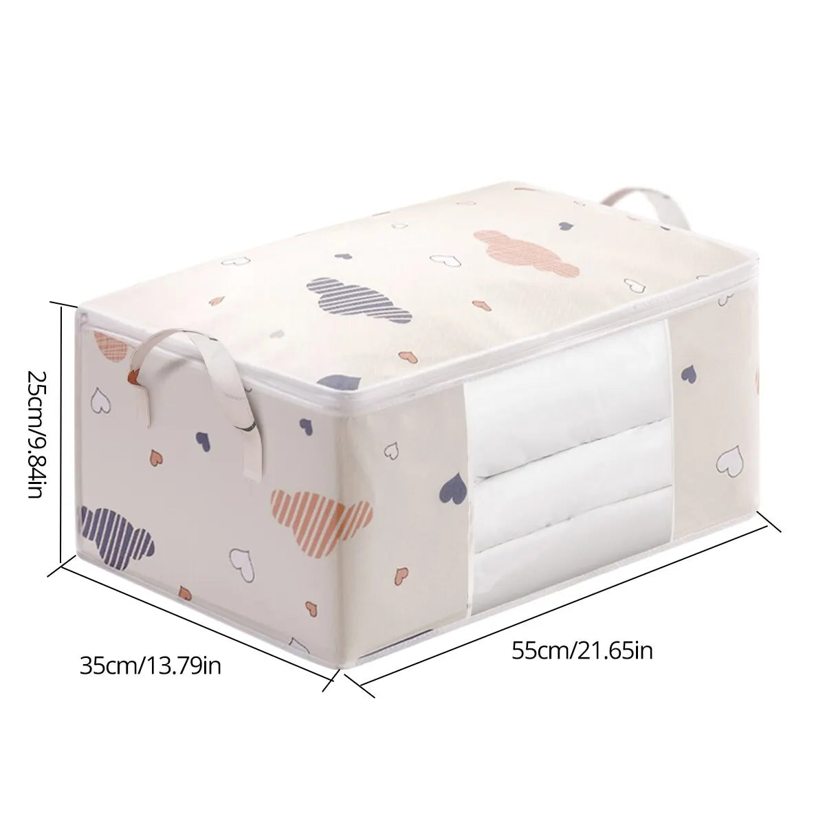 Nonwoven Floral Large Capacity Storage Bag — Ivory | KIMLUD