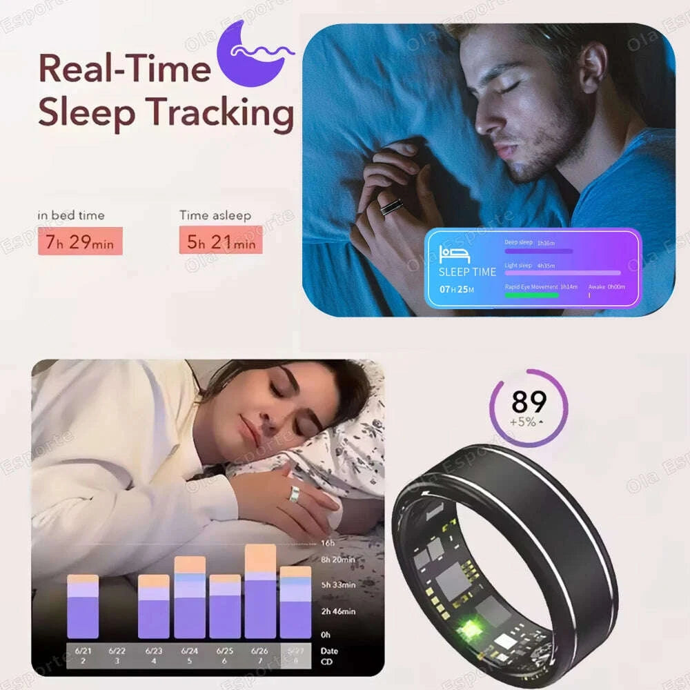 KIMLUD, New Blood Pressure Sleep Health Monitor Smart Ring Sport Remote Camera smartring IP68 Waterproof Care for family Rings Men Women, KIMLUD Womens Clothes