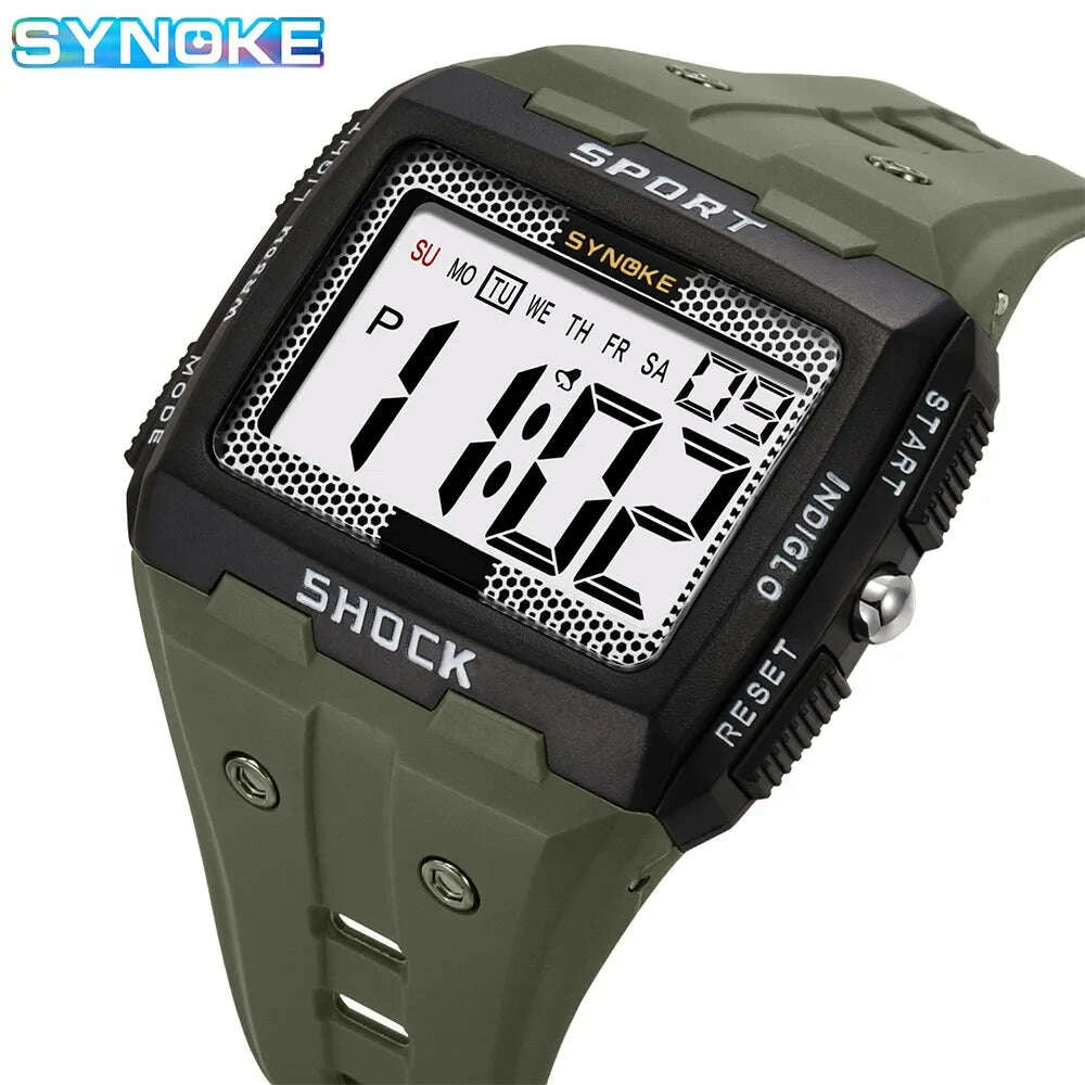 KIMLUD, SYNOKE Big Numbers Full Size Digital Watch Easy to Read 5ATM Water Resistant Electronic Wristwatch Countdown Clock Reloj Hombre, KIMLUD Womens Clothes
