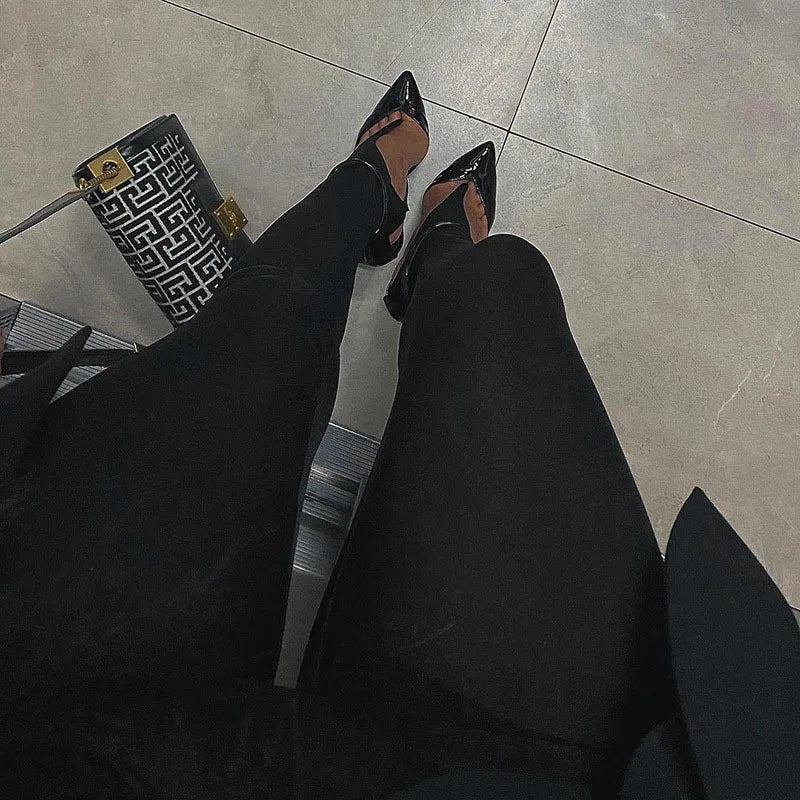 Tossy Black Sexy Leggings Women's Pants Solid Commute Wrap Skinny Autumn 2025 New High Waist Trousers Patchwork Female Pants