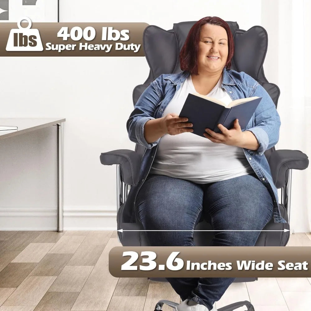 KIMLUD, ergonomic large-size executive reclining office chair with footrest and adjustable high back leather seat, KIMLUD Womens Clothes