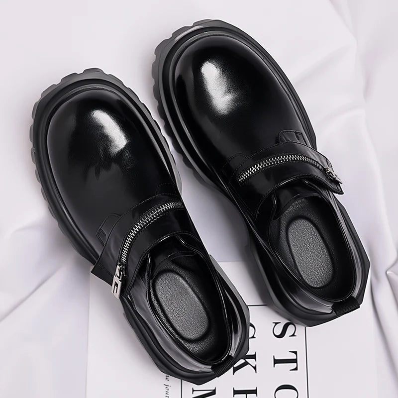 Derby men's leather shoes Thick bottomed British style design Leisure Party Business Office Luxury adult shoes Brown and Black
