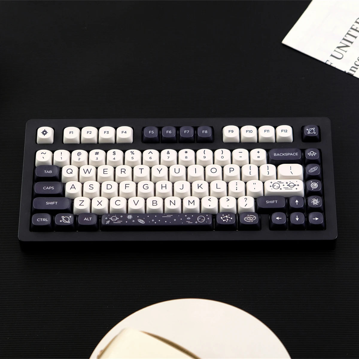 125 Keys Milky Way White Dye-Sublimation Keyboard Keycaps MOA Profile Cute PBT Key cap for Cherry MX Switches Gaming Keyboard
