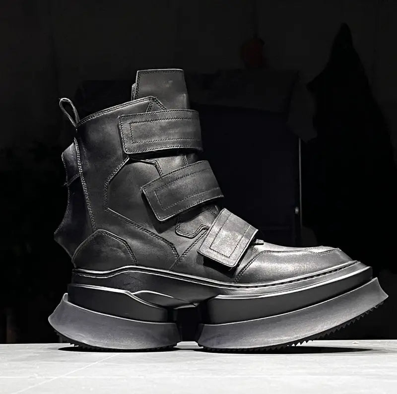 Men's Ankle Boots – High Top Street Style – Full Grain Leather | KIMLUD