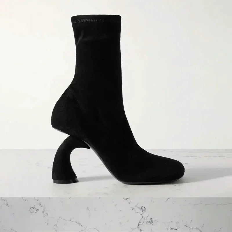 Metallic Ankle Boots Square Toe — Forest Green | KIMLUD