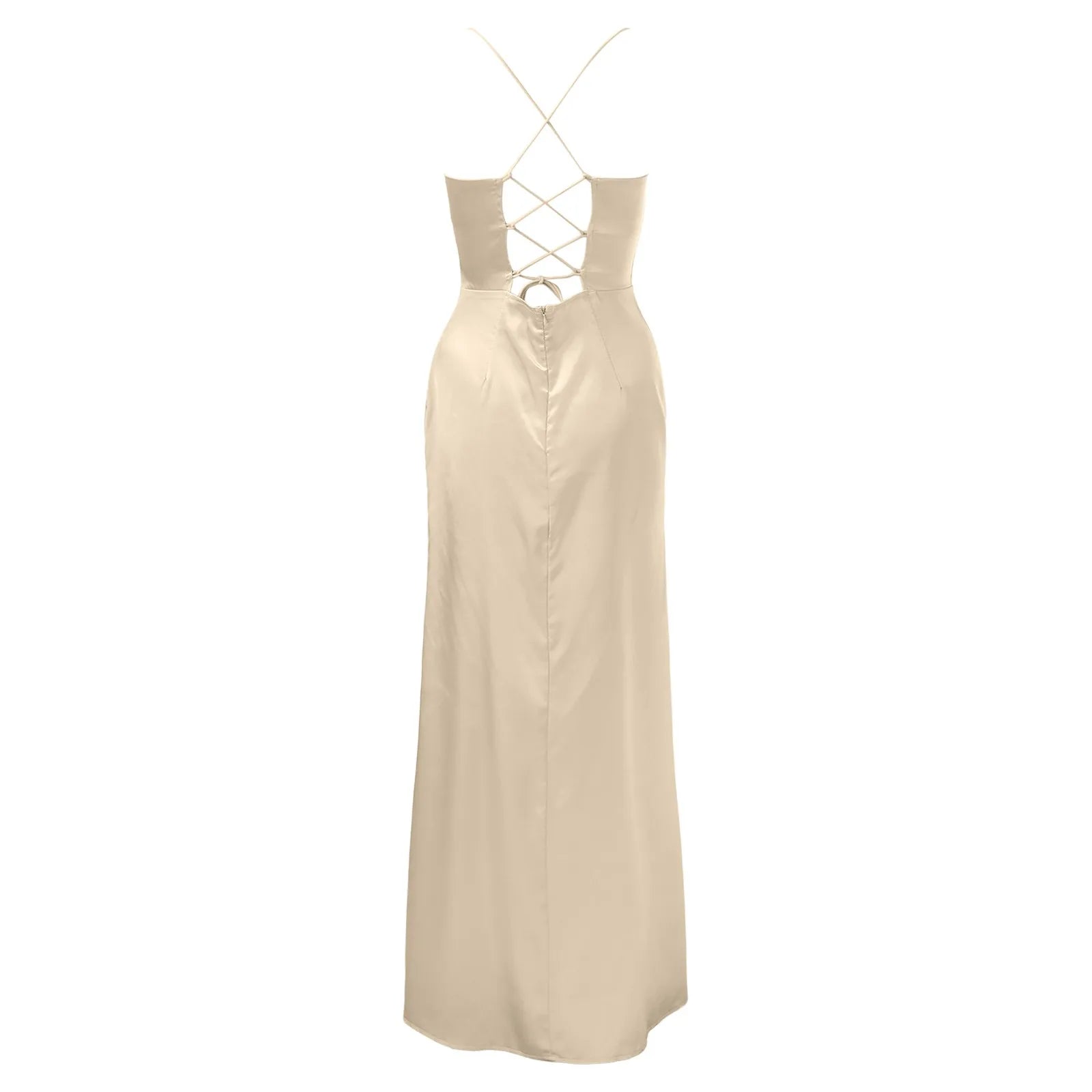 Dresses – Lace Up Backless High Slit Corset Maxi – Polyester – Green | KIMLUD
