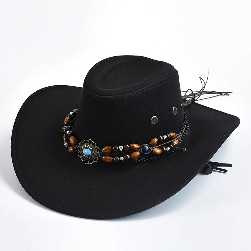 Artificial Suede Western Cowboy Hat — Vintage Big-Edge Brown | KIMLUD