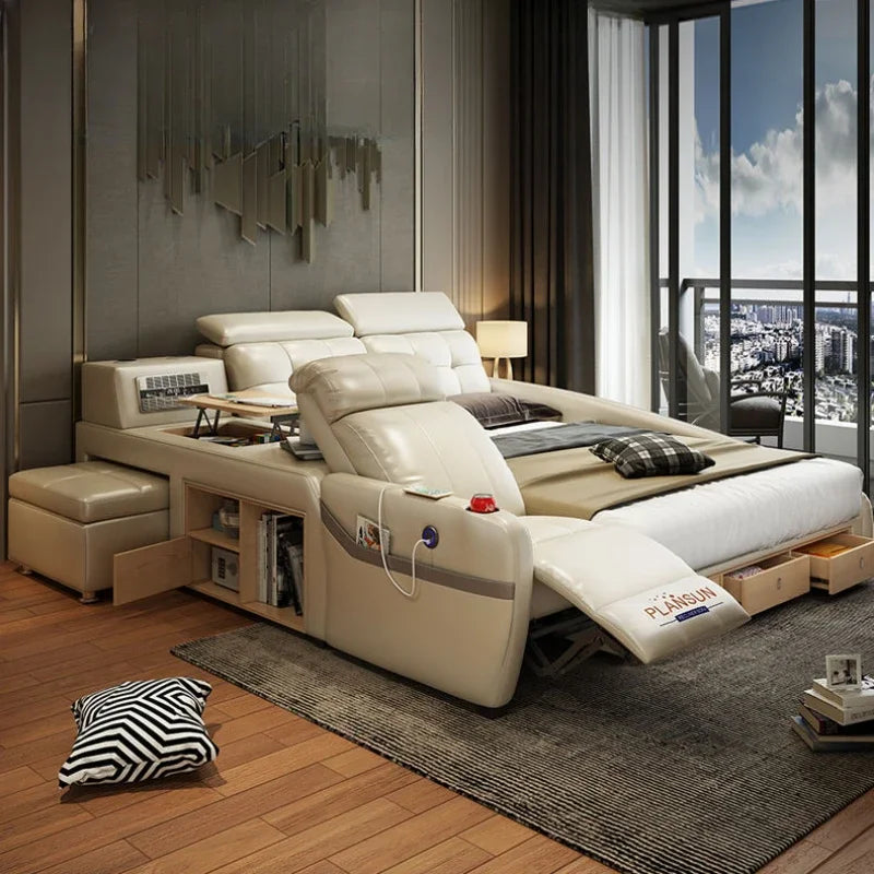 High End Nordic Double Bed Headboard Queen Storage Safe Luxury Twin Bed Frame Full Size Sleeping Camas De Casal Home Furniture