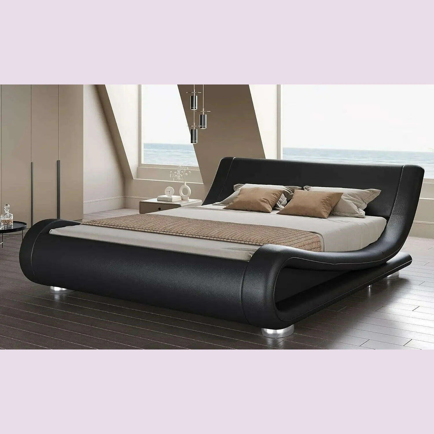 queen-size-bed-frame-with-faux-leather-ergonomics-headboard-no-box-spring-needed-easy-assembly-queen-size-bed-framekimlud-womens-fashion-34622266