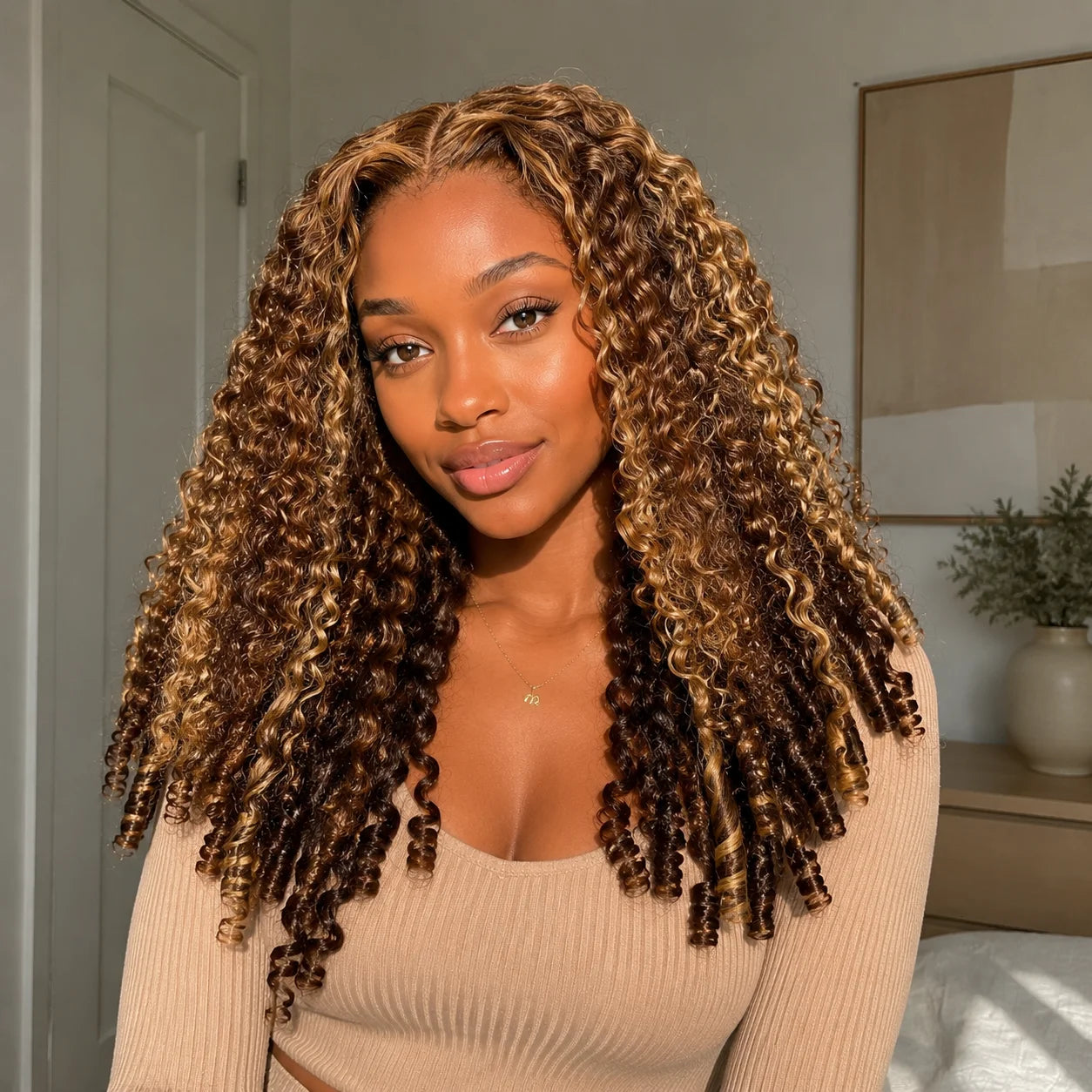 Remy Human Hair Half Wig 3-In-1 Glueless Clip-Ins — Ombre Highlight | KIMLUD