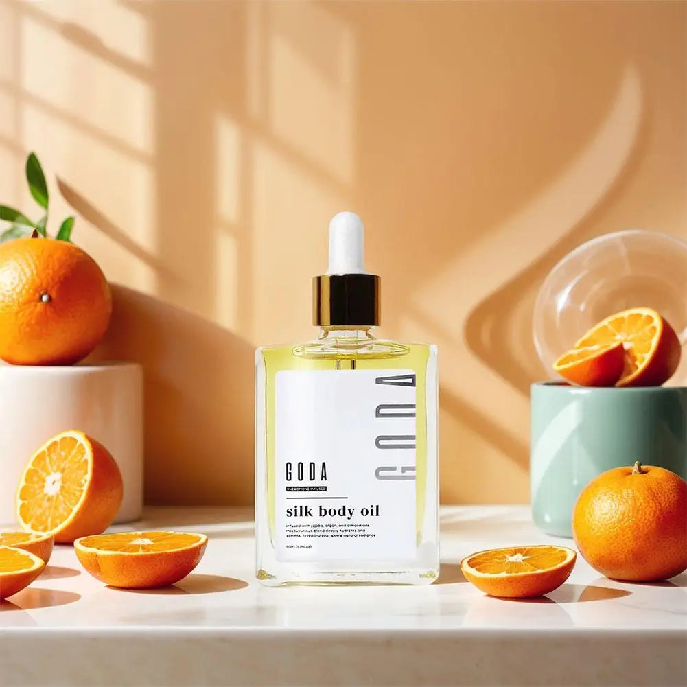 Silk Protein Enriched Body Oil Brightens Complexion — Pale Gold | KIMLUD