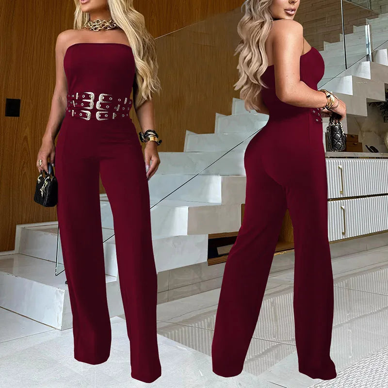 Sleek Off Shoulder Solid Jumpsuit — Black | KIMLUD