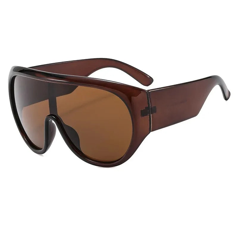 Plastic Retro Big Frame Sunglasses — Tea Color | KIMLUD