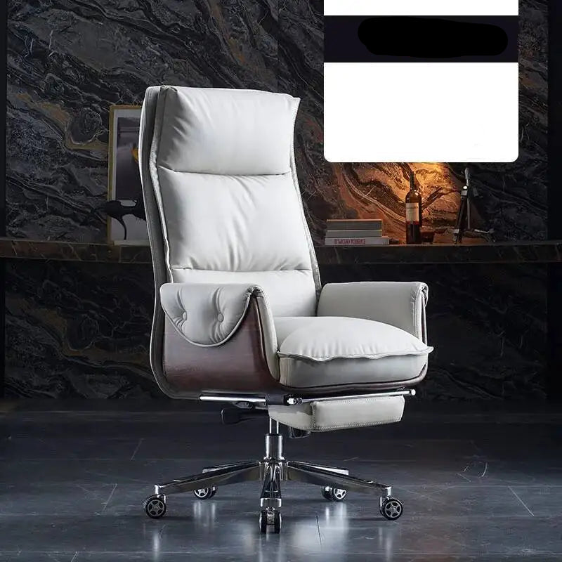 Leather Ergonomic Swivel Desk Chair — Taupe | KIMLUD