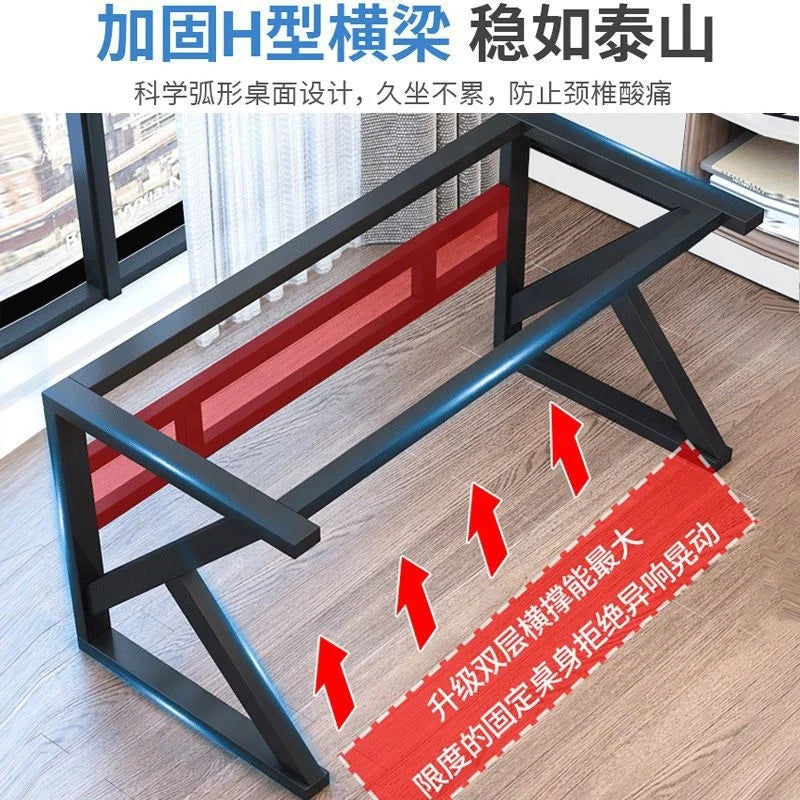 Steel Frame Gaming Desk With K-Shaped Legs — Charcoal Black | KIMLUD