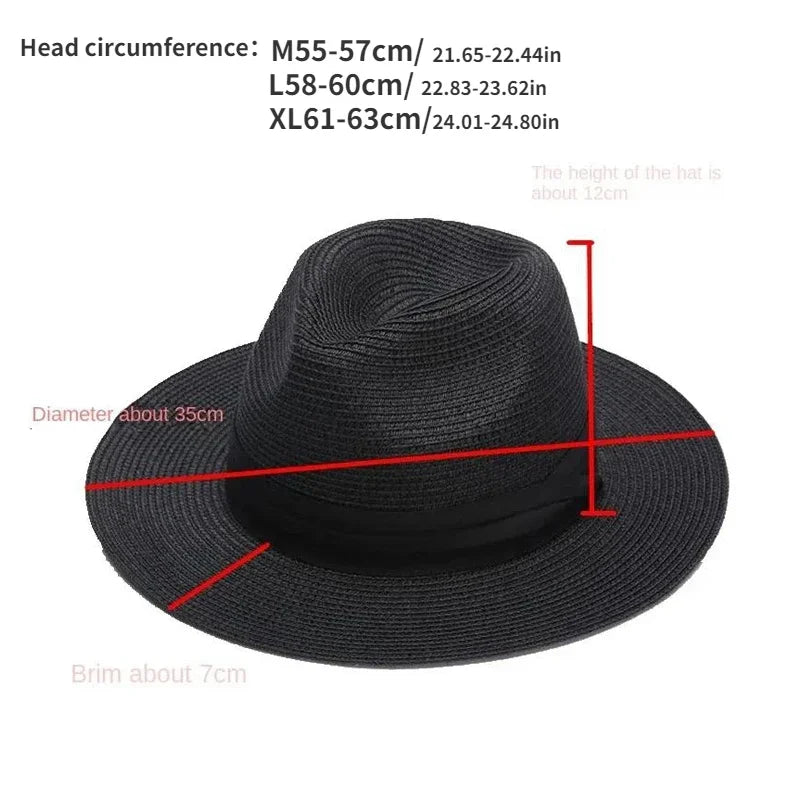 Panama Straw Sun Hat Plus Size 63cm Unisex — Natural | KIMLUD