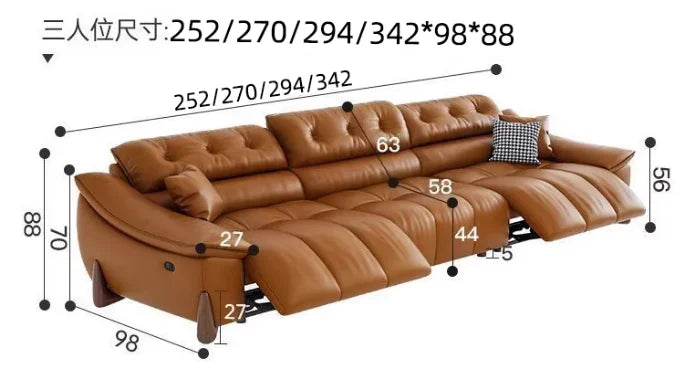 Velvet Waterproof Sofa Electric Sleeper Recliner, Armrest Loveseat, Modern Scandinavian Design — Caramel Tan | KIMLUD