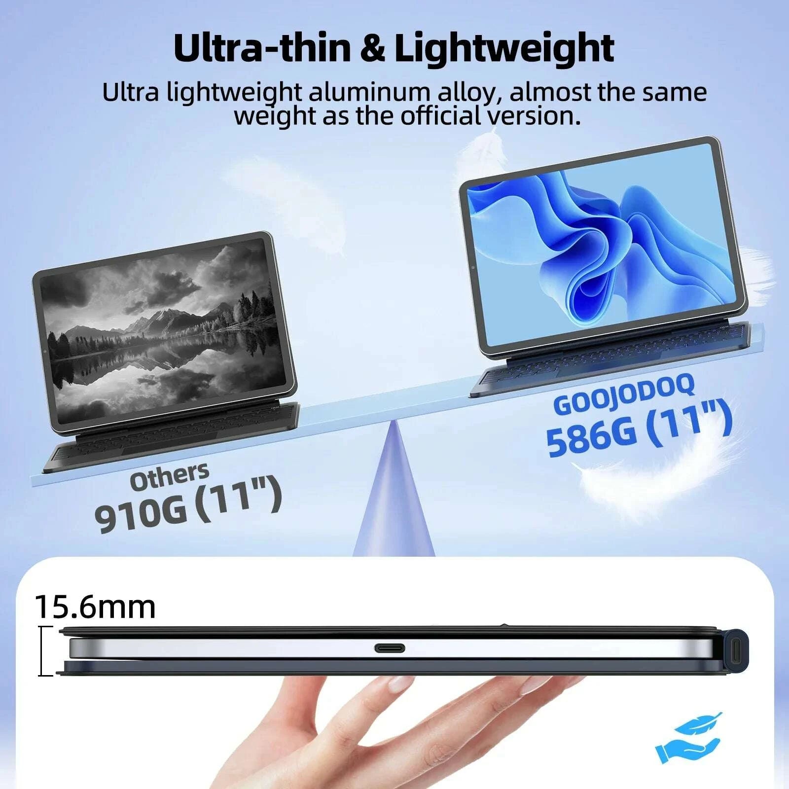 KIMLUD, GOOJODOQ Ultra Thin Magic Keyboard for iPad Pro 11 Air 11 M3/M2 Pro 12.9 Pro 13 Pad A16 Glass Trackpad Aluminum Alloy Keyboard, KIMLUD Womens Clothes