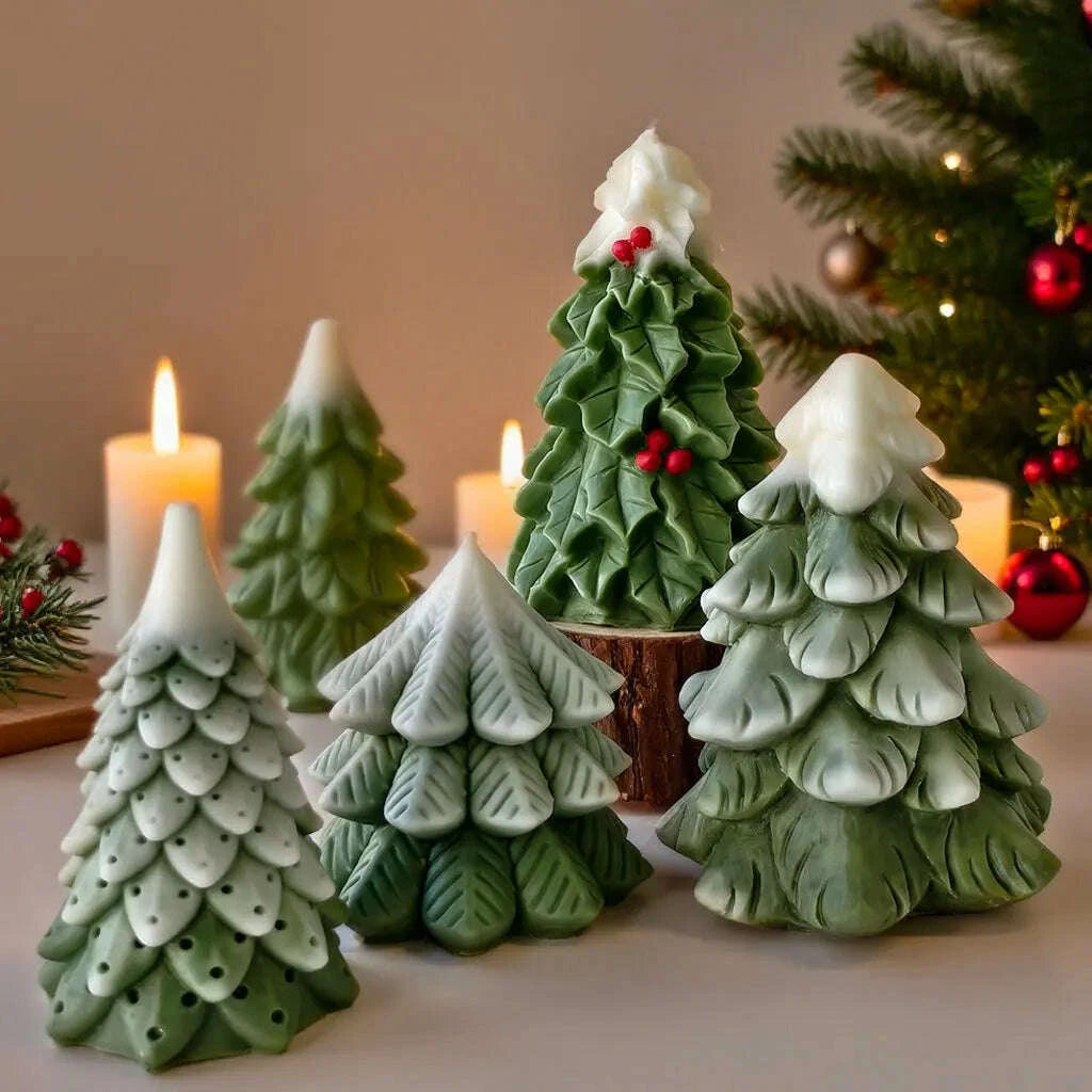 KIMLUD, DIY Christmas Tree Silicone Candle Mold Handmade Aroma Candle Plaster Resin Mould Christmas Candle Making Supplies, KIMLUD Womens Clothes