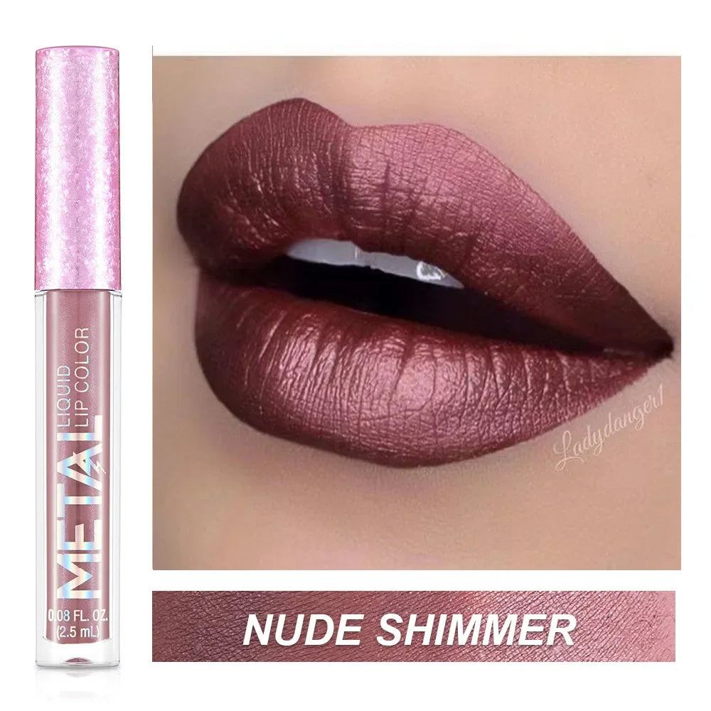 Liquid Lipstick – Glitter Metallic Waterproof Shine | KIMLUD