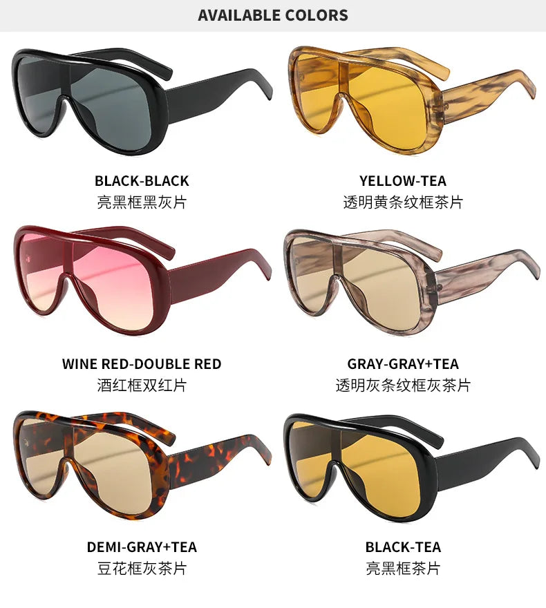 Plastic Oversized Gradient Sunglasses — Burgundy | KIMLUD