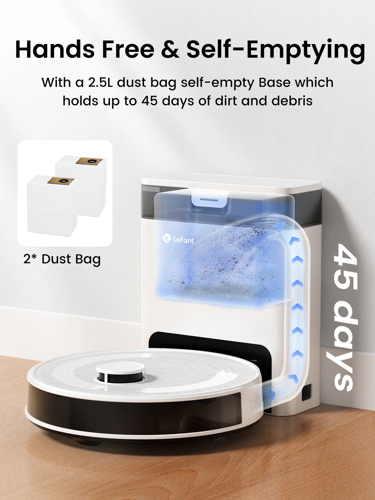 Lefant M2 Pro LDS Robot Vacuum and Mop Combo, 6000Pa Suction, Smart Mapping,60 Days Hands off Cleaning Vacuum
