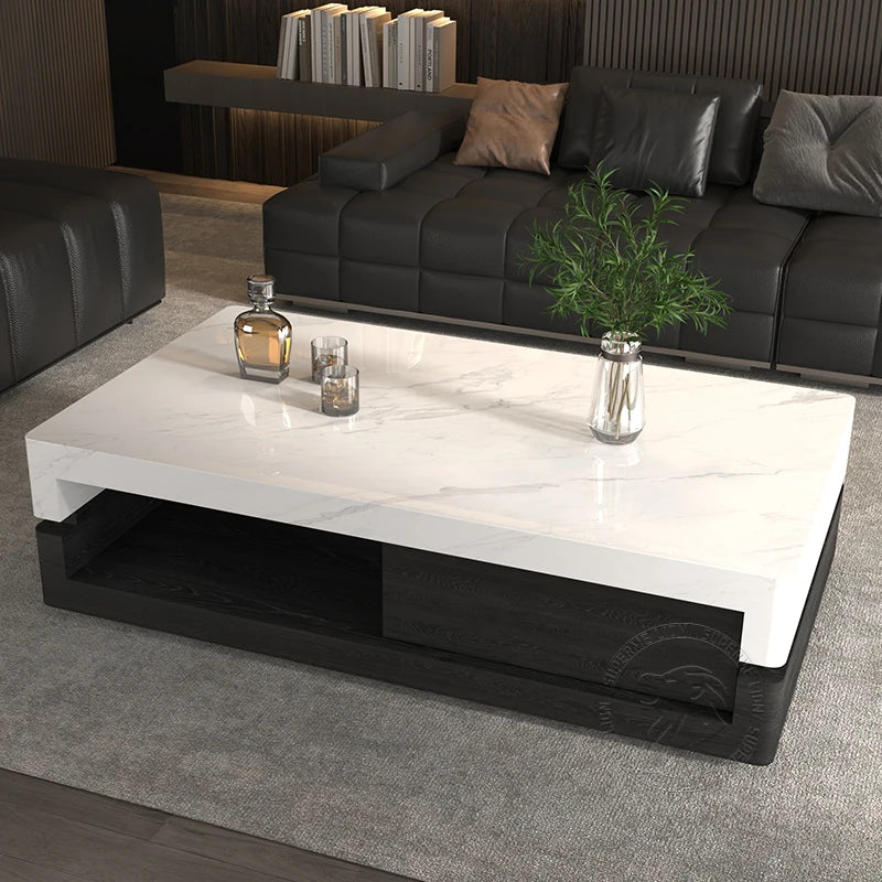 Solid Wood Coffee Table Minimalist Round — Charcoal Black | KIMLUD