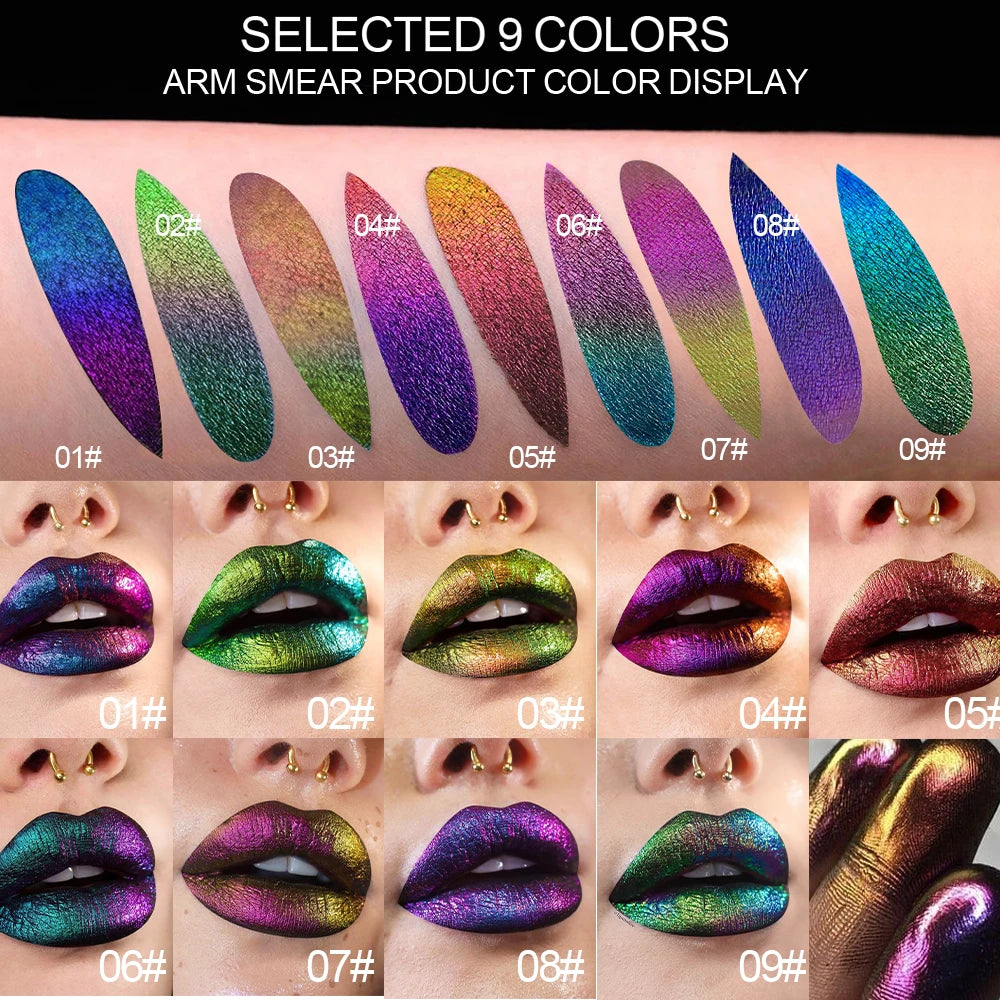 KIMLUD, Chameleon Metal Lip Gloss Liquid Lipstick Brightening Long-Lasting Lip Gloss Multi-Color Long-Lasting Moisturizing Non-Stick Cup, KIMLUD Womens Clothes