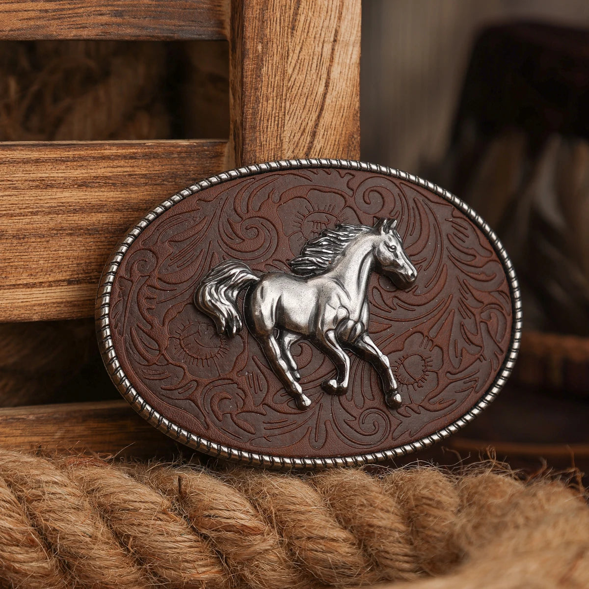Belt Buckle – Western Cowboy Style – Horse Relief | KIMLUD