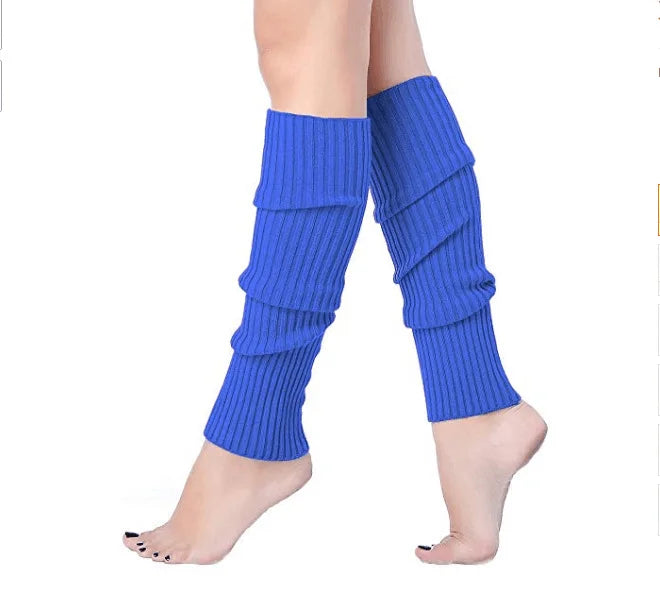 Knit Socks Neon Ribbed Leg Warmers — Black | KIMLUD