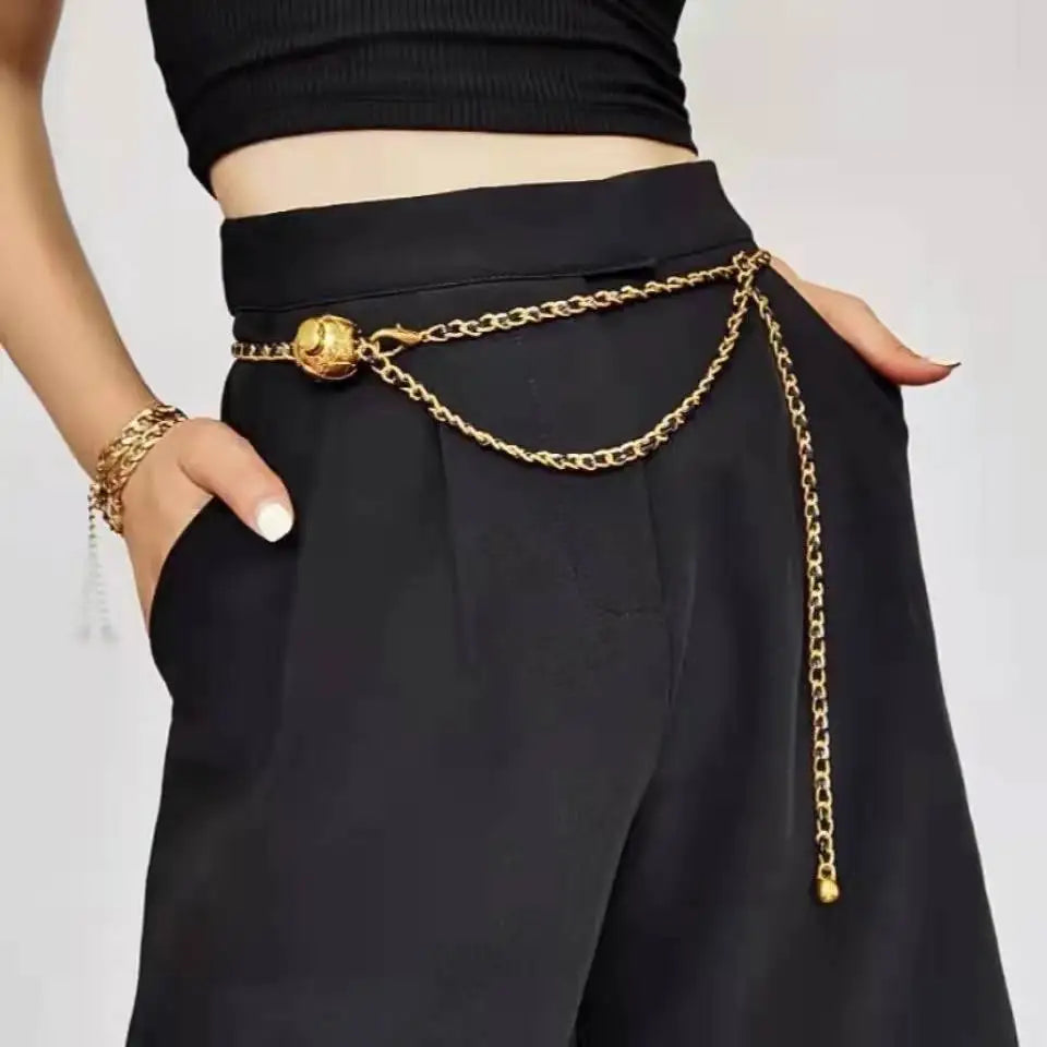 Trendy Designer Fashion Waist Chain Belt Corset Body Metal Lanyards For Women's Dress Jeans 2022