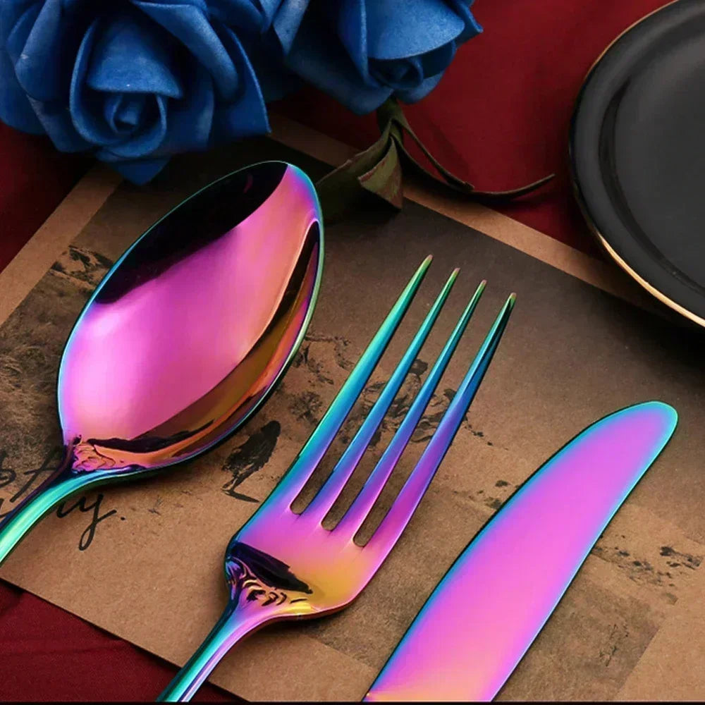 Gold-Plated Stainless Steel Cutlery Set Royal European Spoon Fork Collection — Golden | KIMLUD