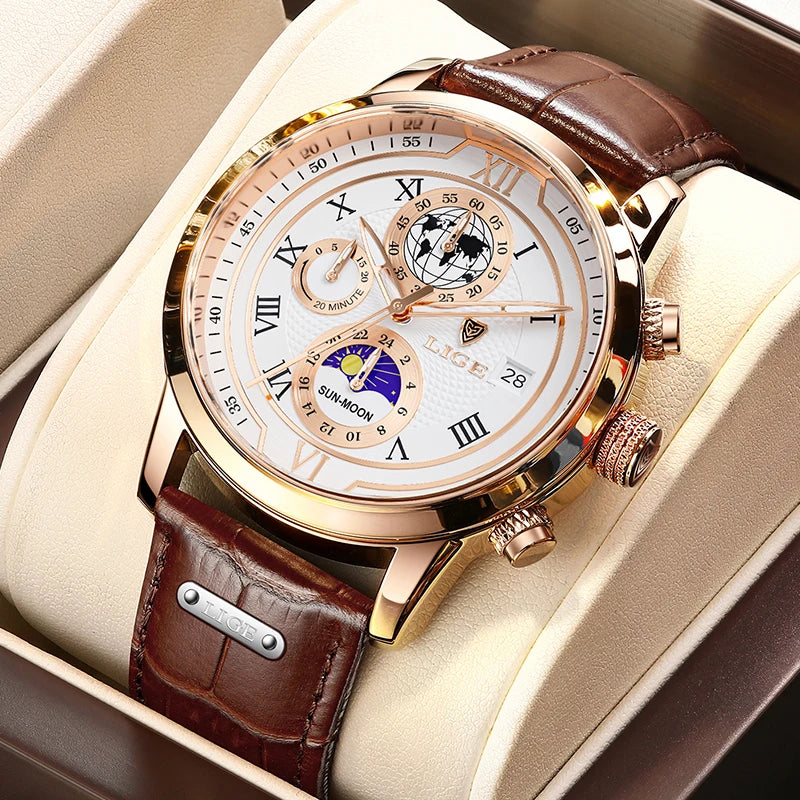 LIGE Luxury Mens Watches Waterproof Luminous Quartz Watch For Men Business Fashion Casual Man Date Chronograph Relogio Masculino