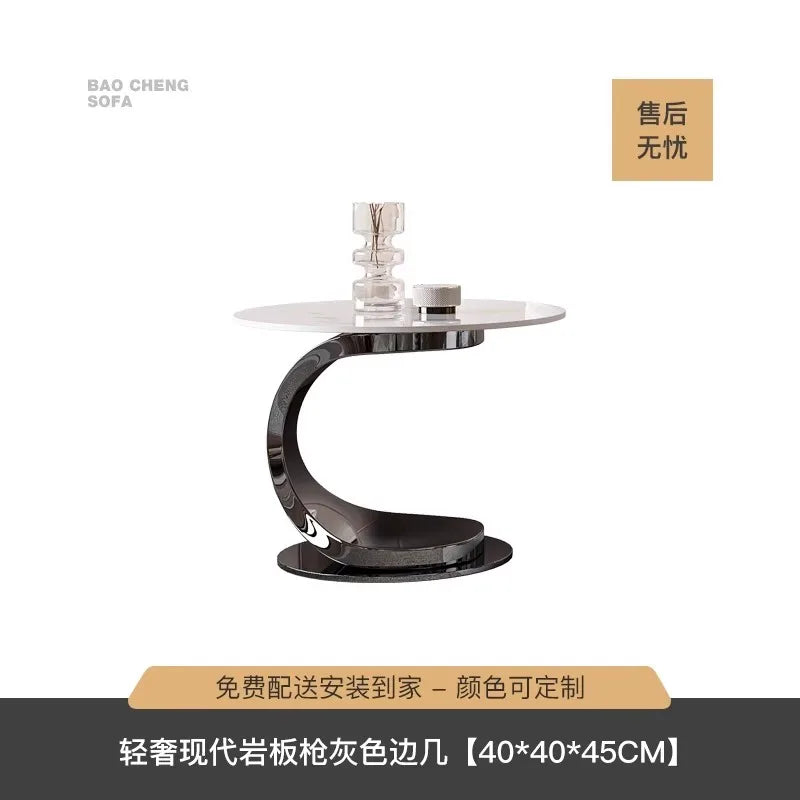 Minimalist Rock-Slab Coffee Table Ellipse Shape — Natural | KIMLUD