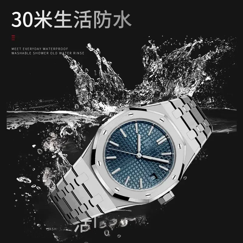 Men's Watch Men's Hollow Waterproof Luminous Calendar Double Butterfly Button Tiktok Luxury Watch Numberless Watch for Men