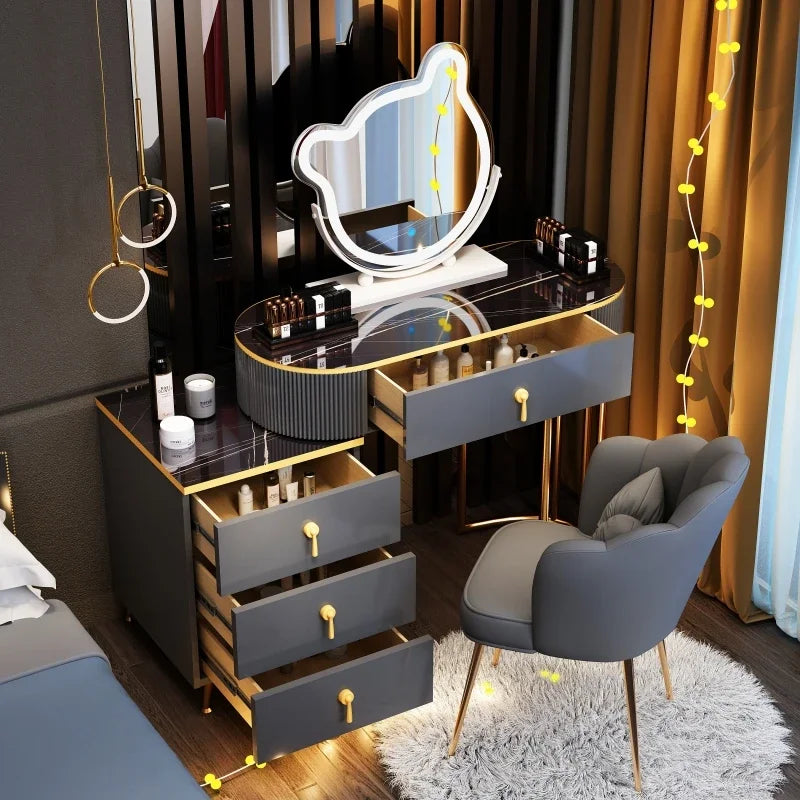 European Modern Vanity Table Storage Brass Hardware — Deep Blue-Dust | KIMLUD