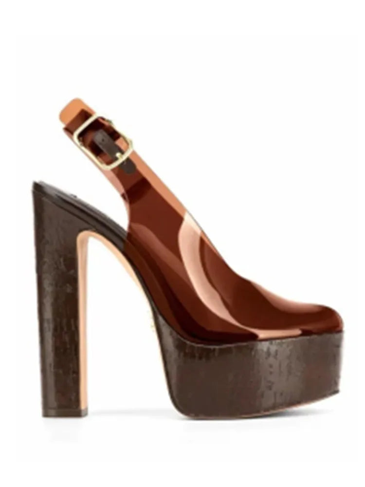 Sandals – Thick Sole High Heel Platform – Platform – Transparent | KIMLUD