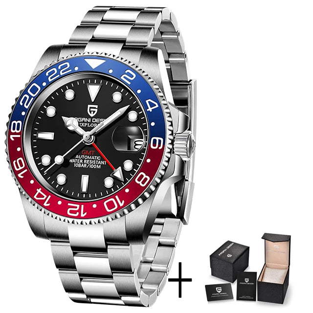 PAGANI DESIGN V4 GMT Watches Men's Luxury Automatic Mechanical Wristwatch Sapphire Glass 40MM Stainless Steel Waterproof Watch