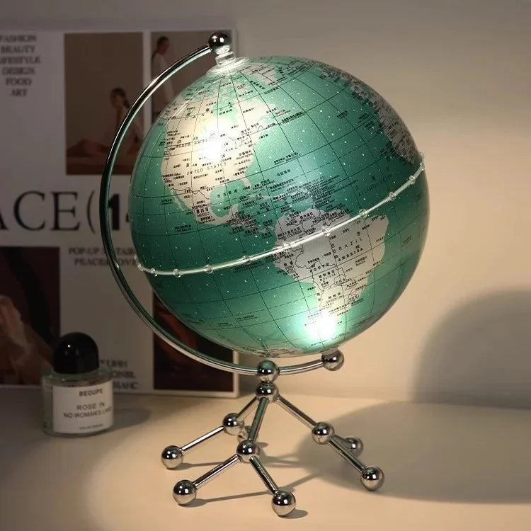 Polished Metal Globe Ornament Sculpture — Gold | KIMLUD