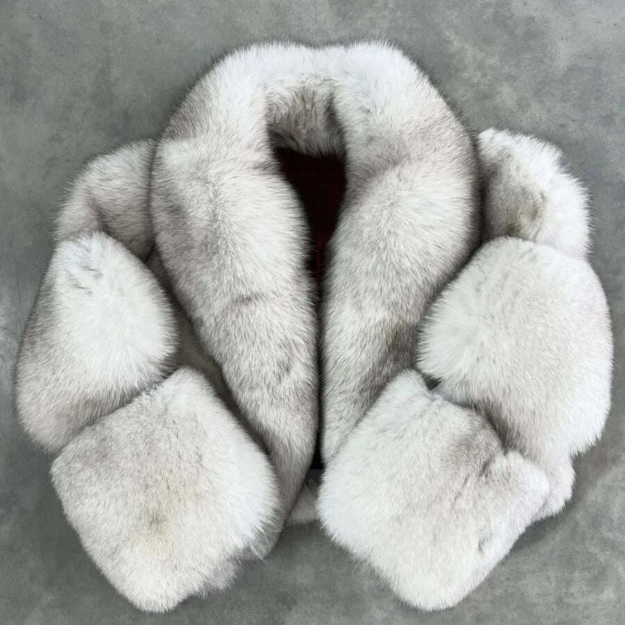 KIMLUD, Natural Fox Fur Coat With Turndown Collar Women's Fox Cropped Jacket Genuine Fur Outerwear Hot Selling Short Real Fur Coat, KIMLUD Womens Clothes