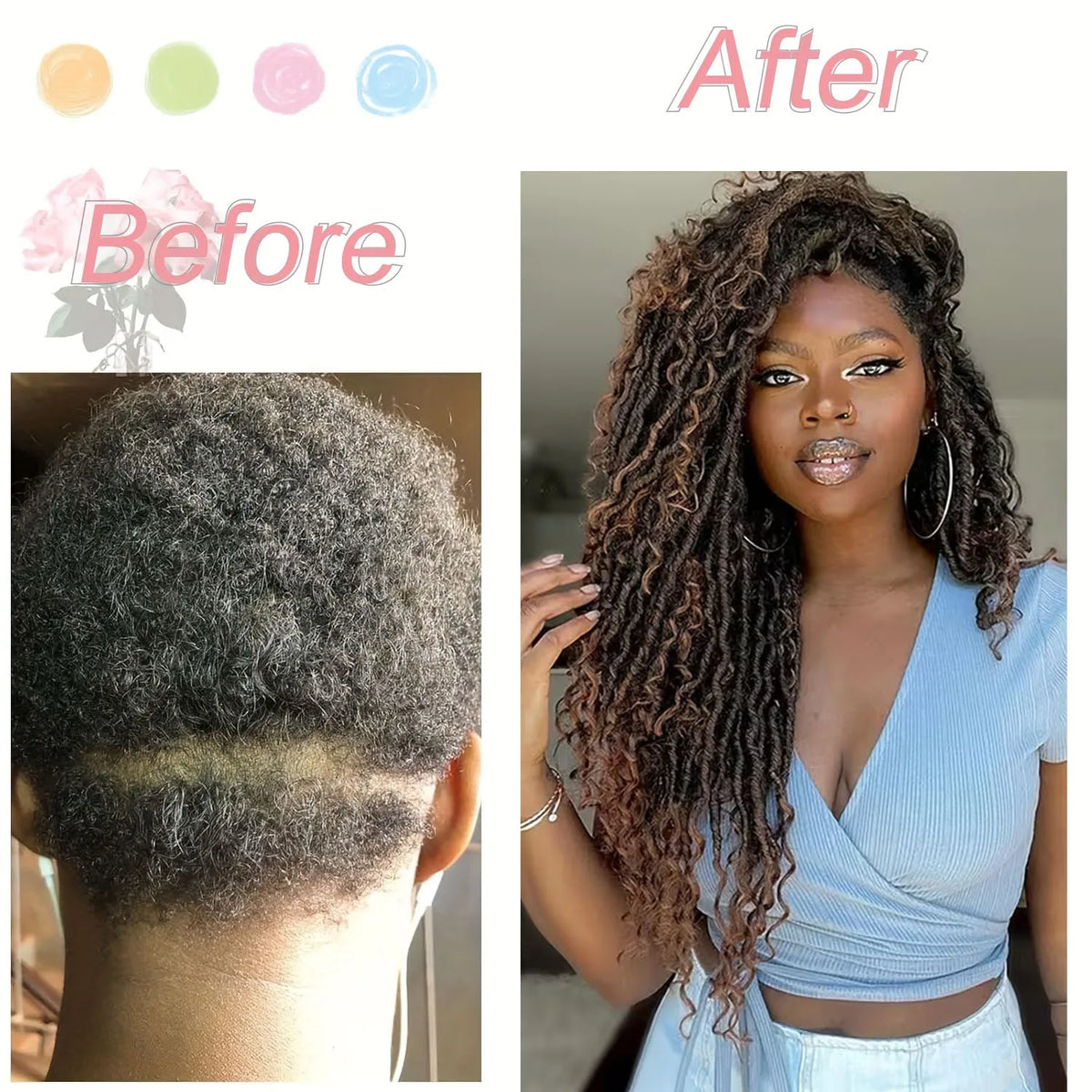 Goddess Locs Crochet Hair – Boho River Locs Curly Ends – Piano Color | KIMLUD