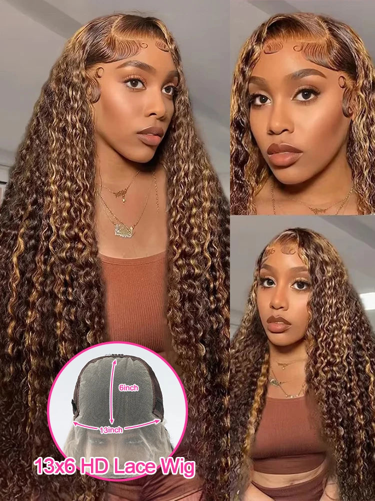 Lace Frontal Wig - Deep Wave - Remy Hair - Highlight Ombre | KIMLUD