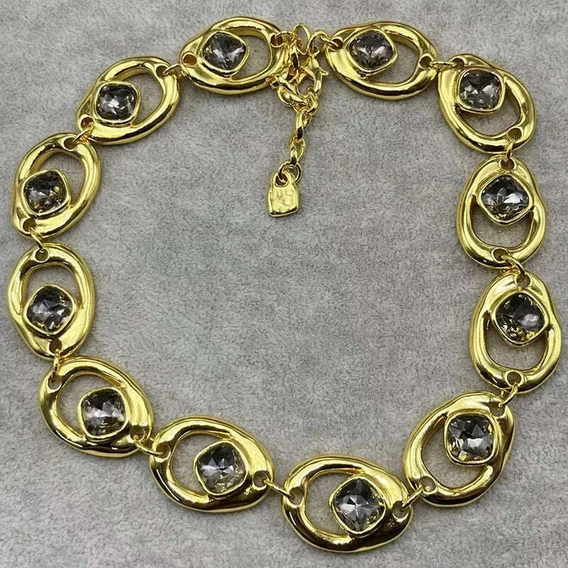 KIMLUD, 2025 Summer New Bestseller Shiny and Beautiful Blue Crystal Necklace, Women's Jewelry Gift, KIMLUD Womens Clothes