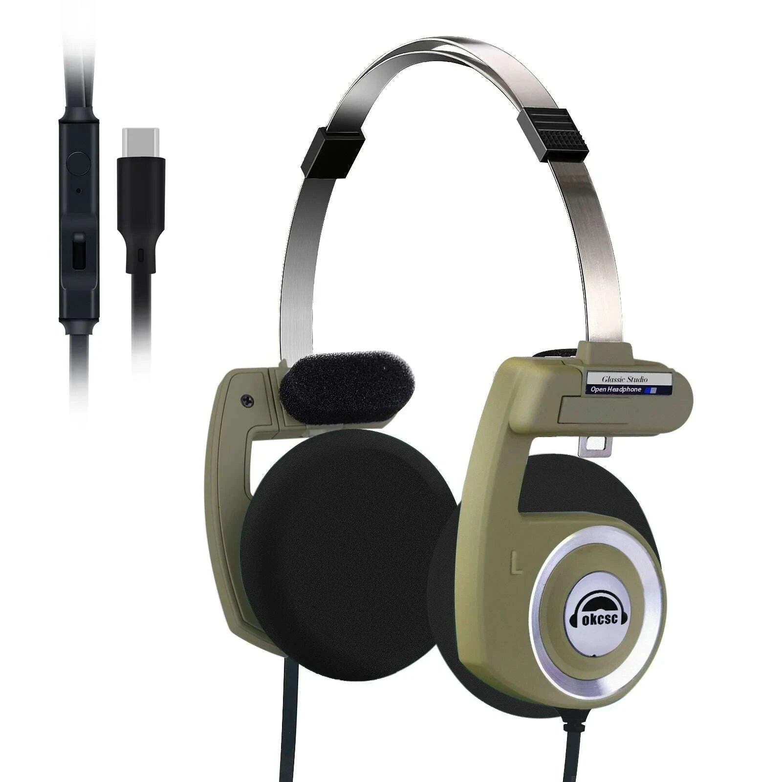 KIMLUD, OKCSC Retro 3rd Generation Headphone Wired/Wireless Earphones 40mm Driver Open End HiFi Headset Only Bluetooth Version 2-in-1, KIMLUD Womens Clothes