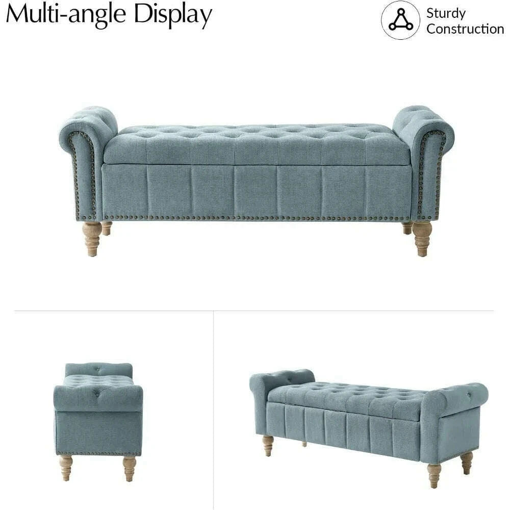 farmhouse-upholstered-storage-bench-end-of-bed-bench-with-vintage-button-tufted-designbluekimlud-womens-fashion-34604482