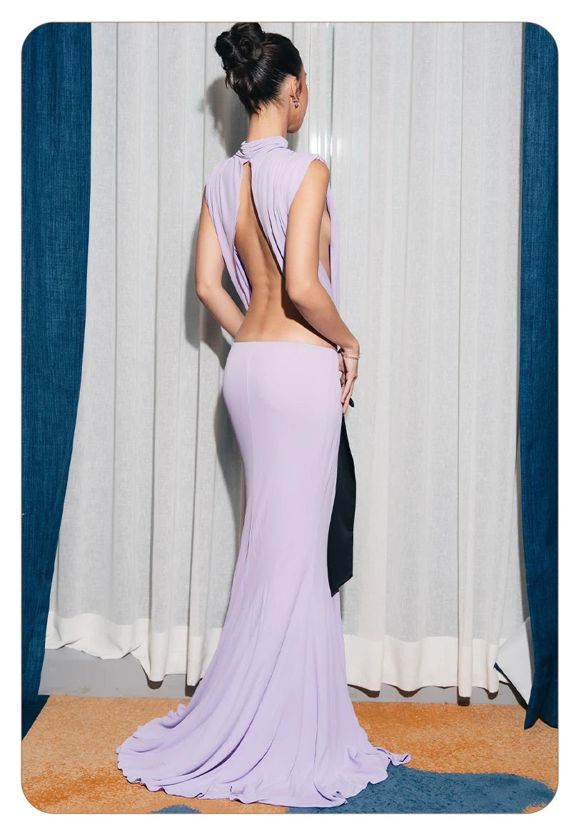 Mermaid Dress – Backless – Mermaid Silhouette – Purple | KIMLUD
