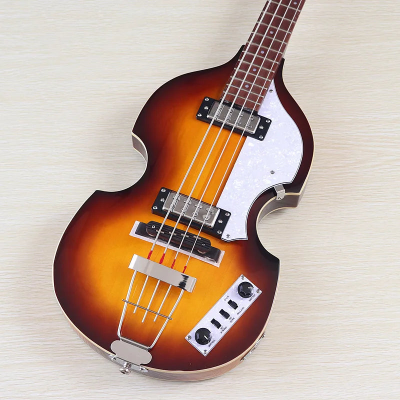 Flame Maple Violin Bass Guitar 41-Inch — Sunburst | KIMLUD