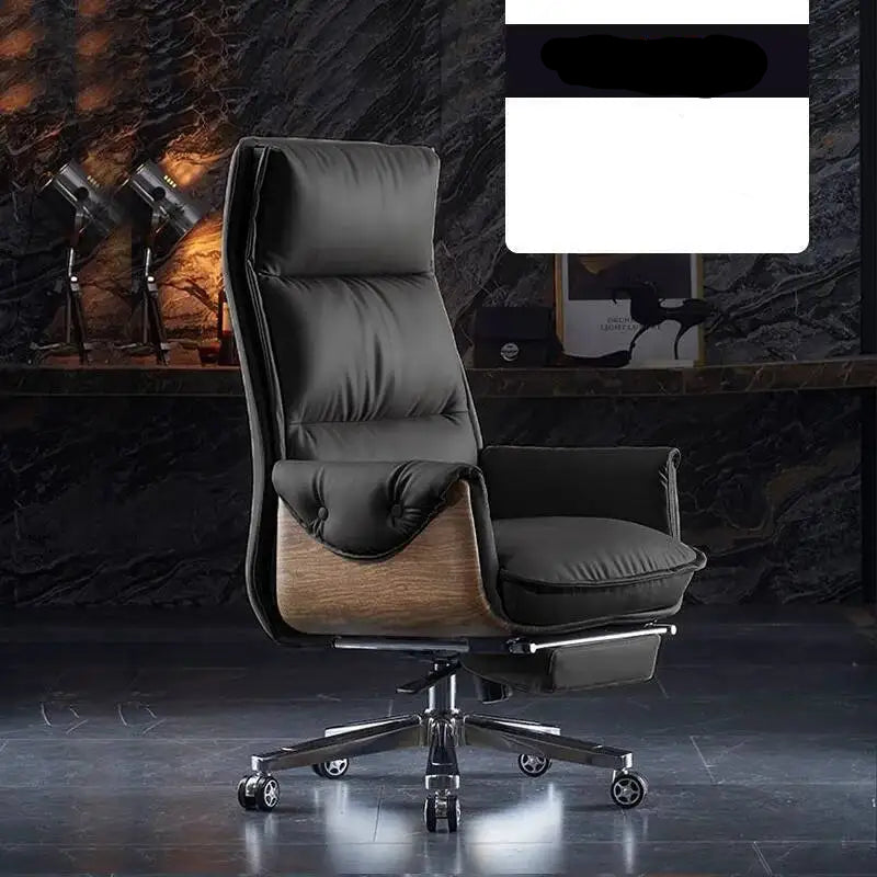 Leather Ergonomic Swivel Desk Chair — Taupe | KIMLUD