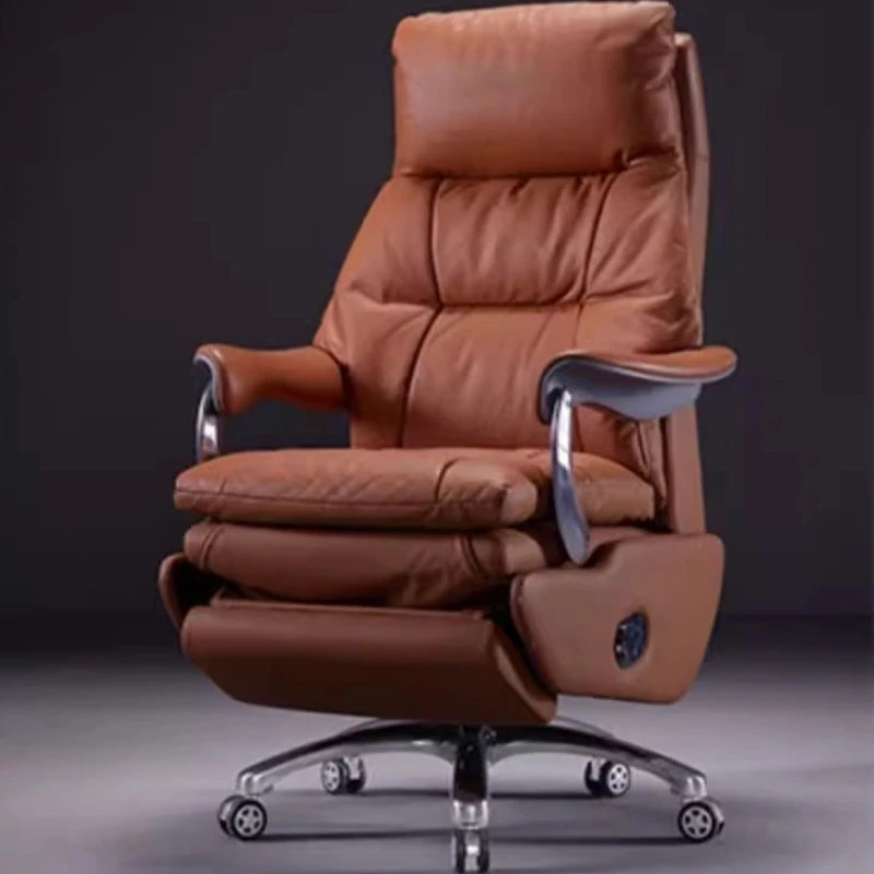 Electric Leather Boss Chair Modern Design Comfortable Ergonomic Trendy Chair Swivel Arm Footrest Salon Silla Oficina Furniture
